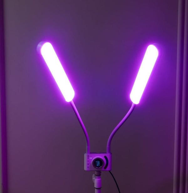 Lampa kosmetyczna dwuramienna Duo Color - RGB Biała - Studio Bay