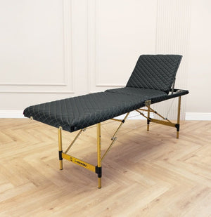 Pikowane łóżko kosmetyczne do stylizacji rzęs Space Gold - Czarne - Studio Bay